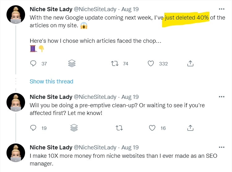 Helpful Content Update - Content Deletion