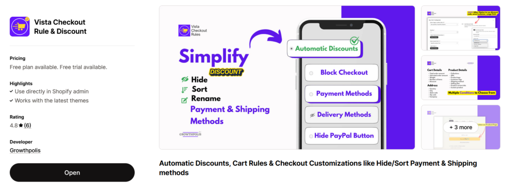 Vista Checkout Rule & Discount