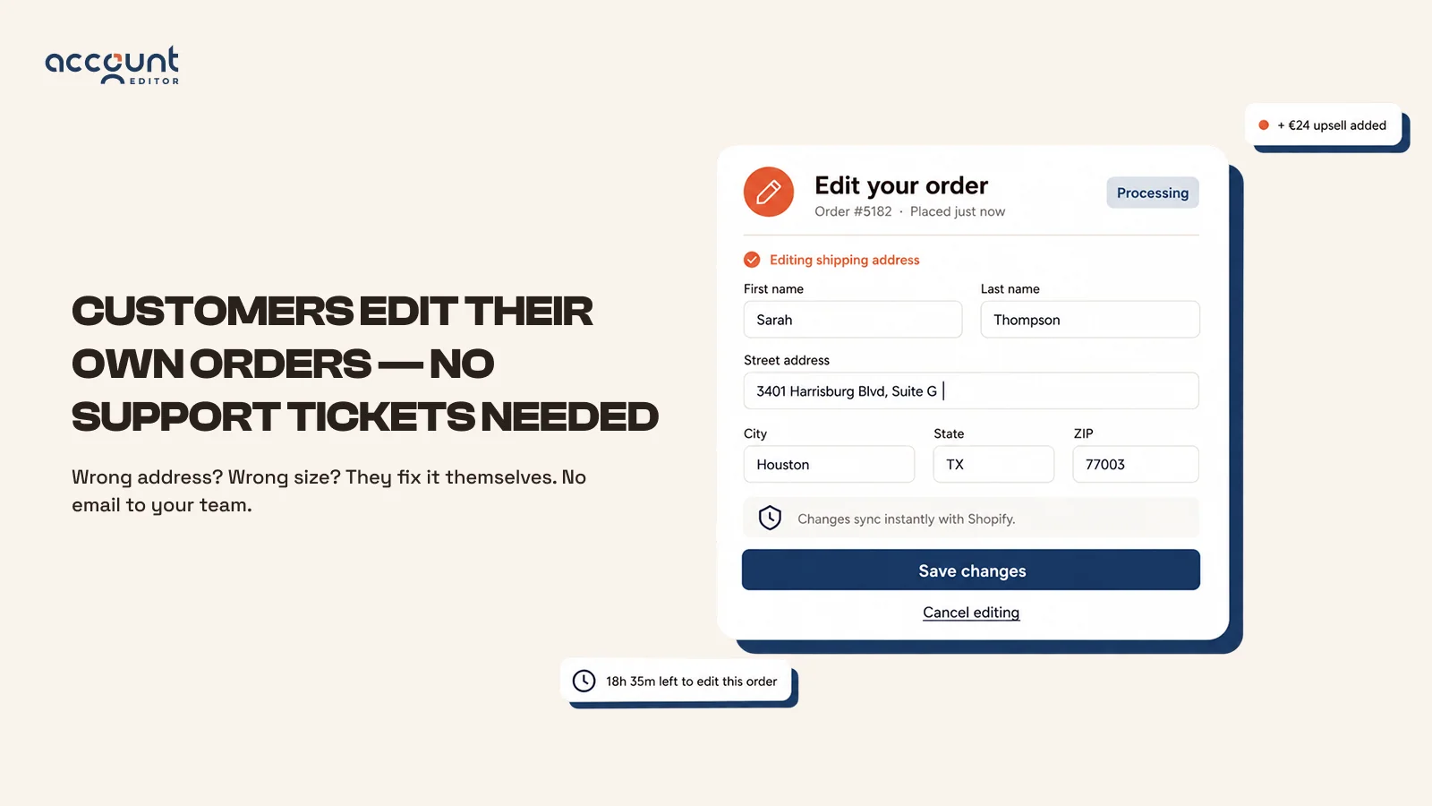 Account Editor Order Editing app
